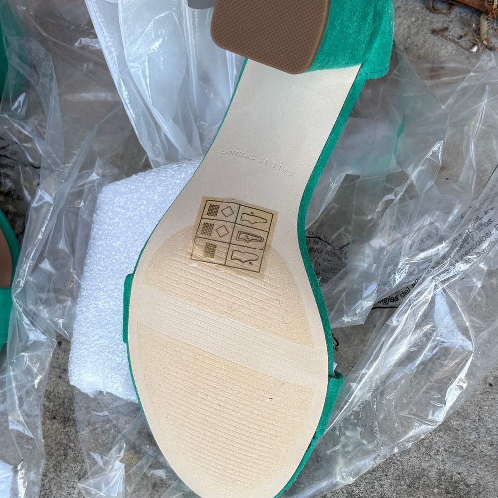 Call It Spring Green Ankle-Strap Block Heel Sandals - Picture 3 of 4